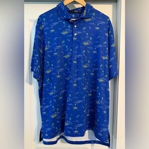 RLX Ralph Lauren Blue Polo with Island Golf Print